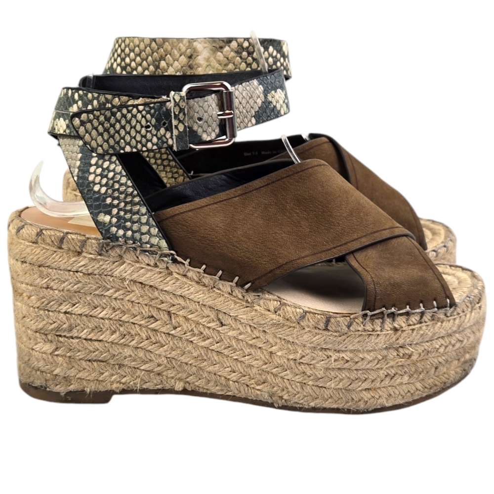 Dolce Vita Carsie Suede/Snakeskin Espadrille Wedge Sandal Size 7.5